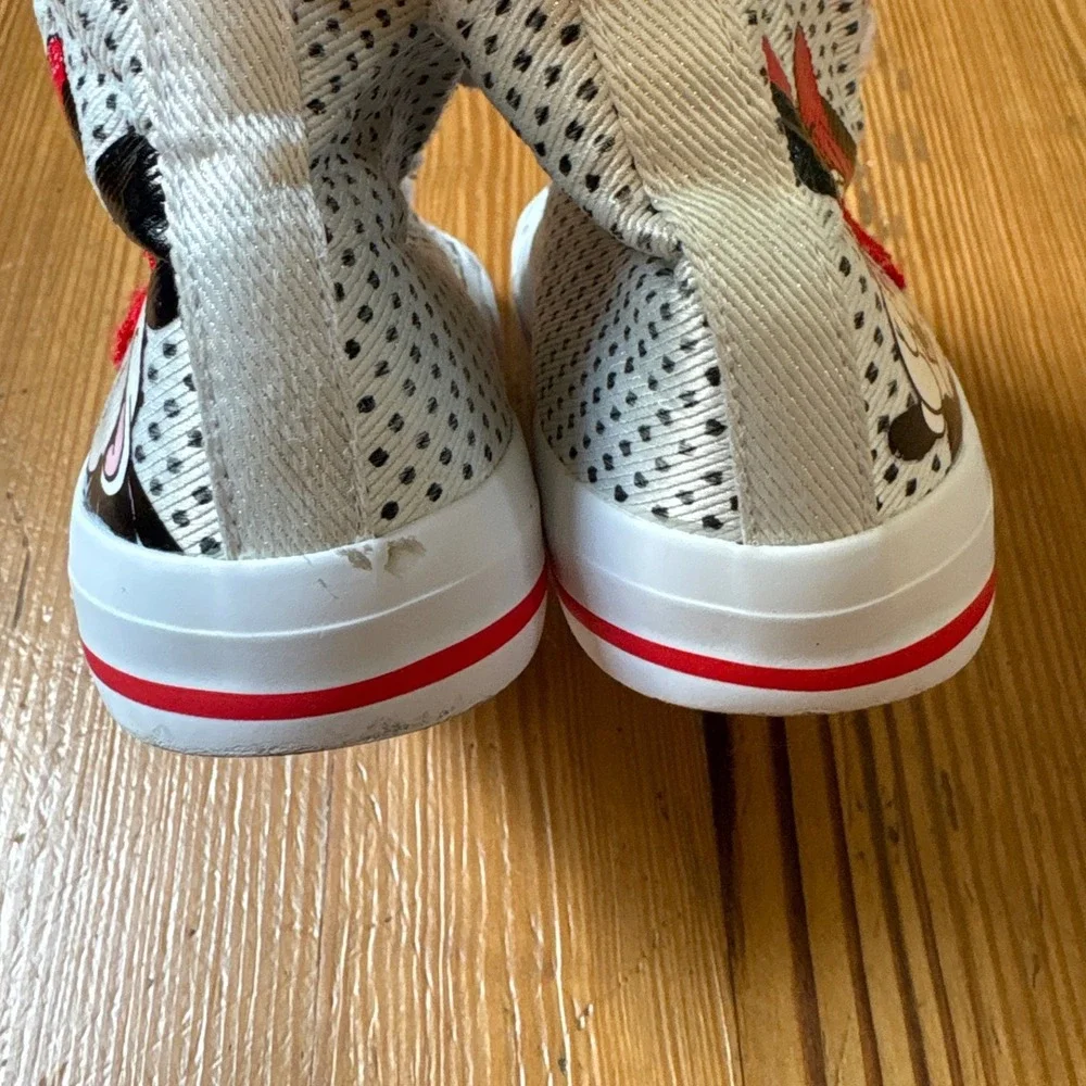 Disney Minnie Mouse High Top Sneakers Kids White Polka Dot Embroidered SIZE 12